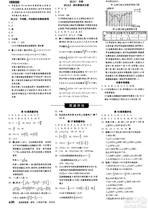 阳光出版社2024年春全品学练考八年级数学下册华师版答案 阳光出版社2024年春全品学练考八年级数学下册华师版答案