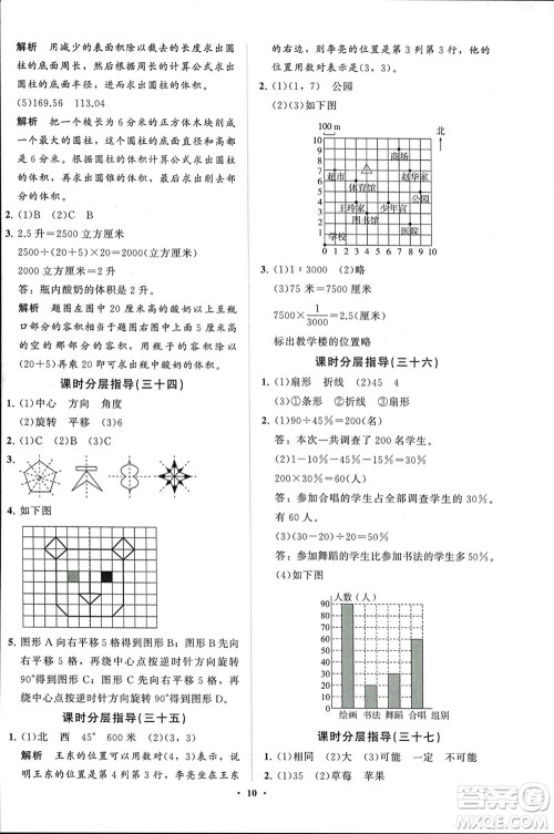 山东教育出版社2024年春小学同步练习册分层指导六年级数学下册通用版参考答案