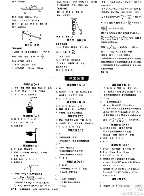 阳光出版社2024年春全品学练考八年级物理下册人教版答案 阳光出版社2024年春全品学练考八年级物理下册人教版答案