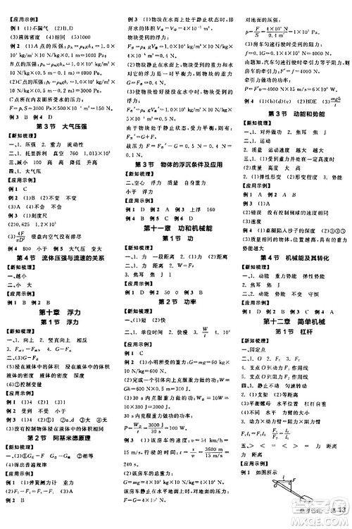 阳光出版社2024年春全品学练考八年级物理下册人教版答案