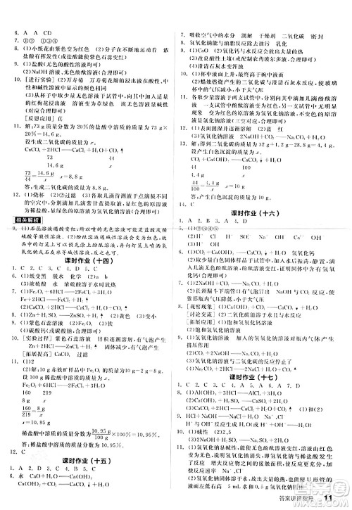 阳光出版社2024年春全品学练考九年级化学下册人教版答案