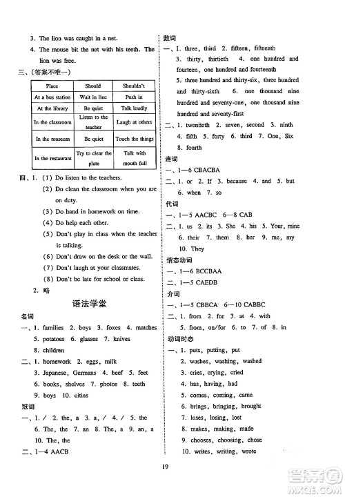 广州出版社2024年春小学英语目标实施手册六年级英语下册广州专版答案