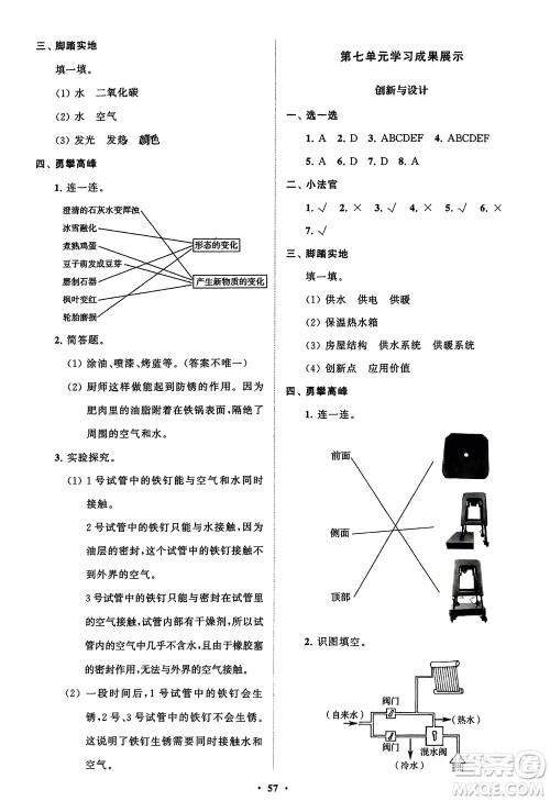山东教育出版社2024年春小学同步练习册分层指导五年级科学下册通用版参考答案 山东教育出版社2024年春小学同步练习册分层指导五年级科学下册通用版参考答案
