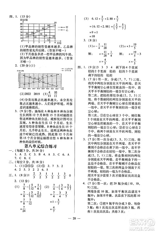 广州出版社2024年春小学数学目标实施手册五年级数学下册广州专版答案