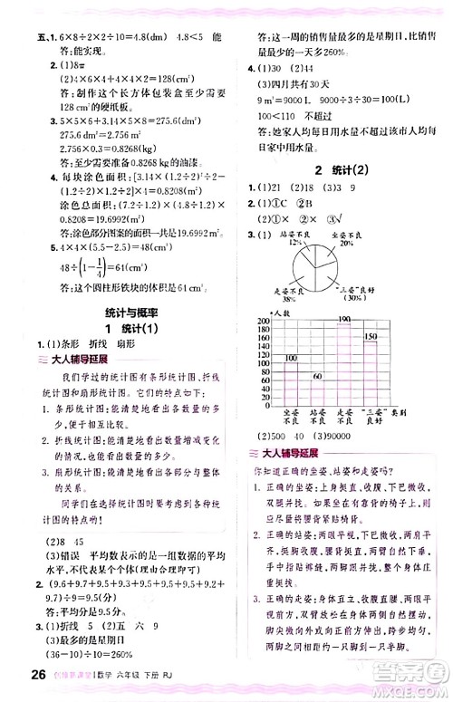 江西人民出版社2024年春王朝霞创维新课堂六年级数学下册人教版答案