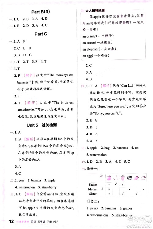 江西人民出版社2024年春王朝霞创维新课堂三年级英语下册人教PEP版答案 江西人民出版社2024年春王朝霞创维新课堂三年级英语下册人教PEP版答案