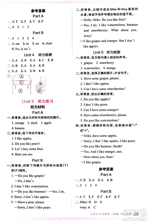 江西人民出版社2024年春王朝霞创维新课堂三年级英语下册人教PEP版答案 江西人民出版社2024年春王朝霞创维新课堂三年级英语下册人教PEP版答案