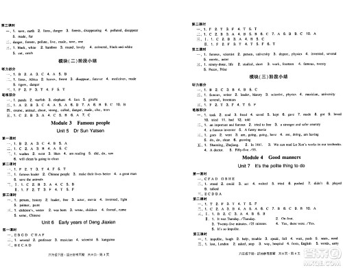 新世纪出版社2024年春王牌英语小学英语双基同步导学导练六年级英语下册广州版答案
