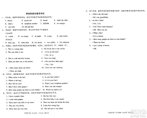 新世纪出版社2024年春王牌英语小学英语双基同步导学导练三年级英语下册广州版答案