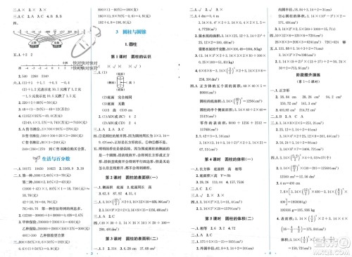 人民教育出版社2024年春人教金学典同步解析与测评学考练六年级数学下册人教版吉林专版参考答案