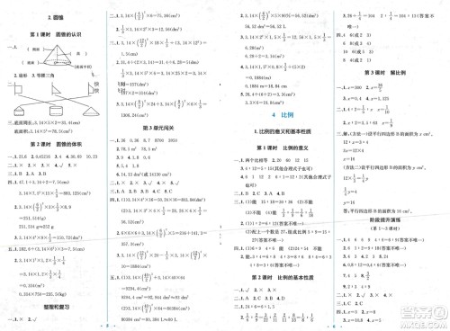 人民教育出版社2024年春人教金学典同步解析与测评学考练六年级数学下册人教版吉林专版参考答案