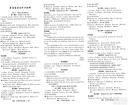 新疆青少年出版社2024年春四清导航八年级英语下册人教版答案