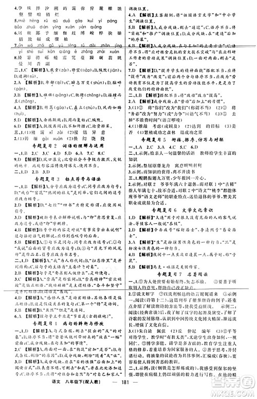 新疆青少年出版社2024年春四清导航八年级语文下册人教版答案 新疆青少年出版社2024年春四清导航八年级语文下册人教版答案
