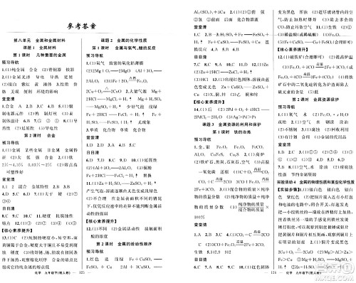 新疆青少年出版社2024年春四清导航九年级化学下册人教版答案