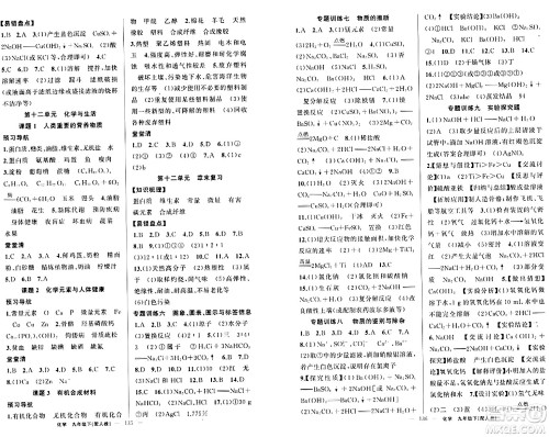 新疆青少年出版社2024年春四清导航九年级化学下册人教版答案