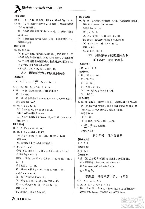 广东经济出版社2024年春全优点练课计划七年级数学下册北师大版答案