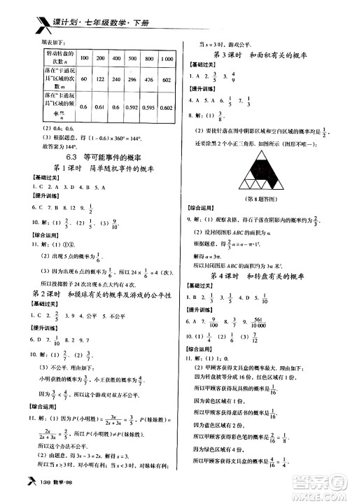 广东经济出版社2024年春全优点练课计划七年级数学下册北师大版答案