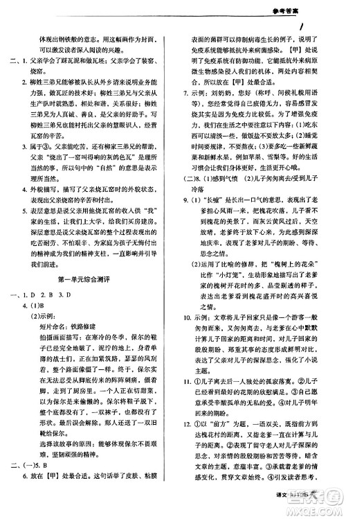 广东经济出版社2024年春全优点练课计划八年级语文下册人教版答案 广东经济出版社2024年春全优点练课计划八年级语文下册人教版答案