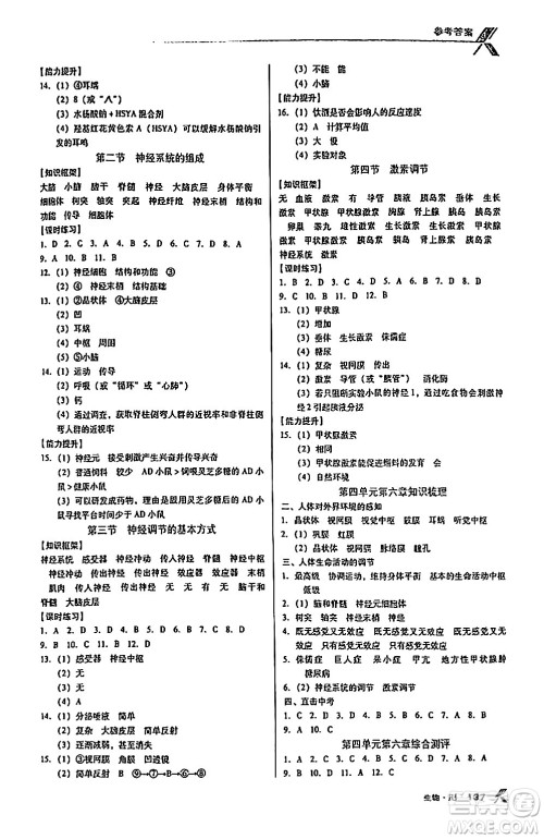 广东经济出版社2024年春全优点练课计划七年级生物下册人教版答案 广东经济出版社2024年春全优点练课计划七年级生物下册人教版答案