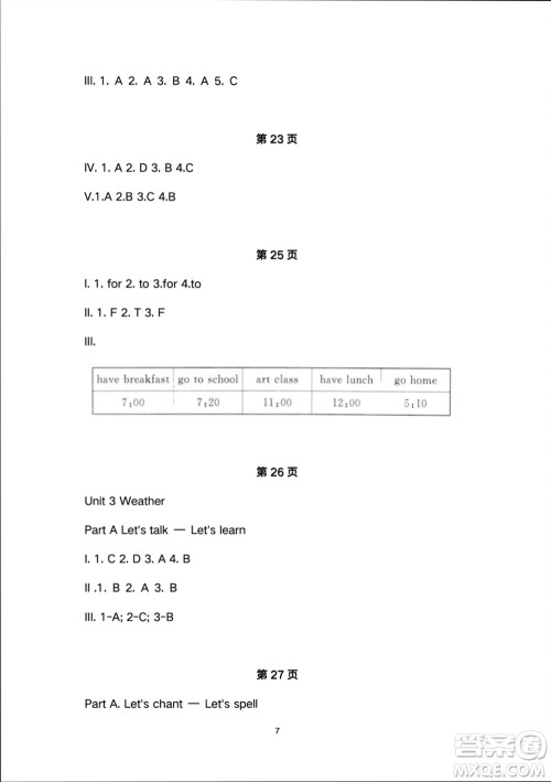 人民教育出版社2024年春同步轻松练习四年级英语下册人教版参考答案 人民教育出版社2024年春同步轻松练习四年级英语下册人教版参考答案