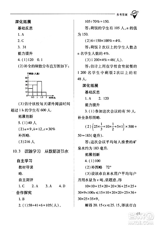 山西教育出版社2024年春新课程问题解决导学方案七年级数学下册人教版答案