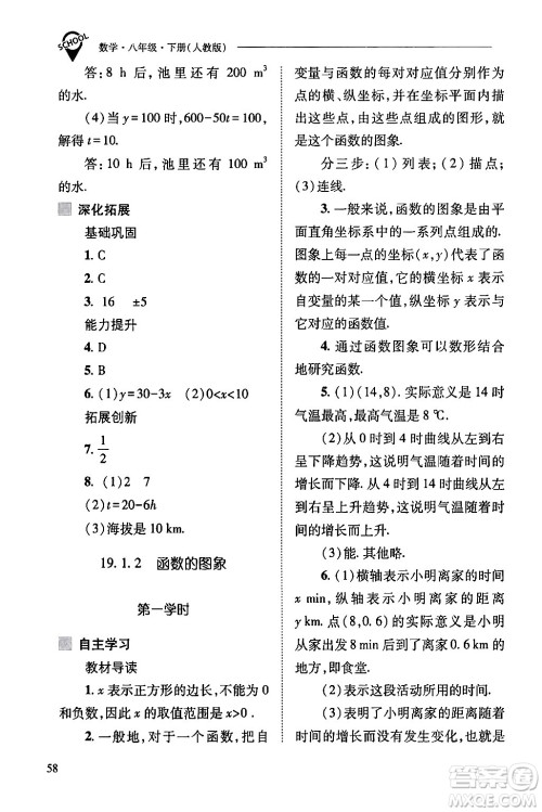 山西教育出版社2024年春新课程问题解决导学方案八年级数学下册人教版答案