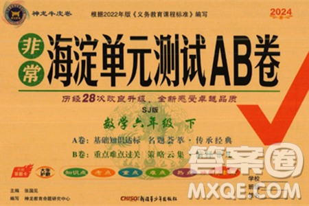 新疆青少年出版社2024年春海淀单元测试AB卷六年级数学下册苏教版答案 新疆青少年出版社2024年春海淀单元测试AB卷六年级数学下册苏教版答案