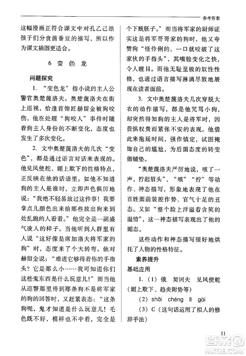 山西教育出版社2024年春新课程问题解决导学方案九年级语文下册人教版答案