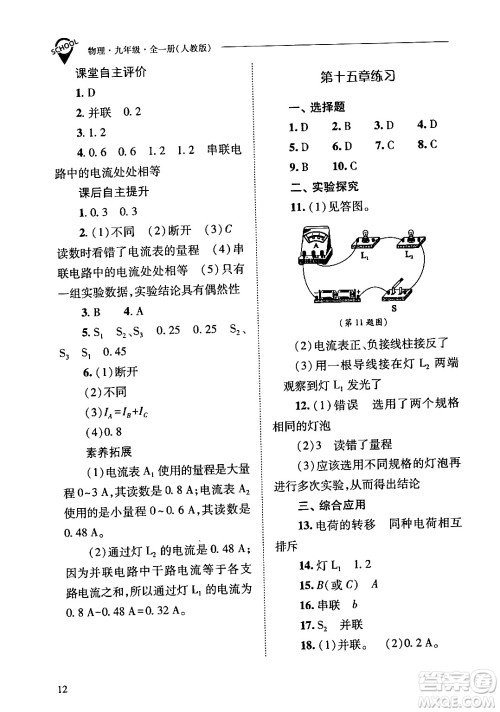 山西教育出版社2024年春新课程问题解决导学方案九年级物理下册人教版答案