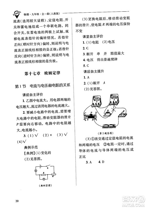 山西教育出版社2024年春新课程问题解决导学方案九年级物理下册人教版答案