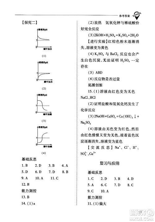 山西教育出版社2024年春新课程问题解决导学方案九年级化学下册人教版答案 山西教育出版社2024年春新课程问题解决导学方案九年级化学下册人教版答案