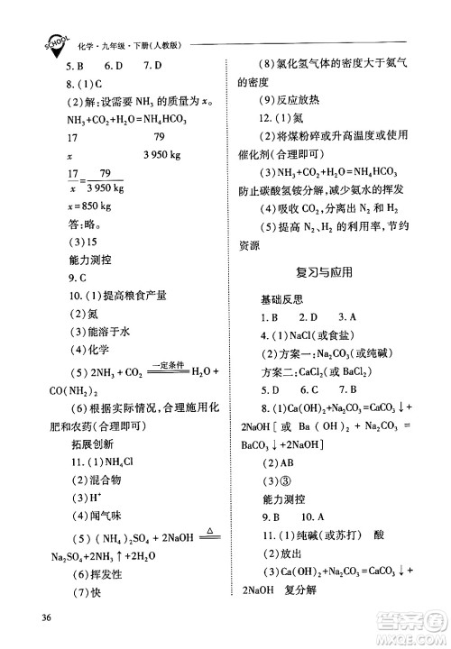 山西教育出版社2024年春新课程问题解决导学方案九年级化学下册人教版答案 山西教育出版社2024年春新课程问题解决导学方案九年级化学下册人教版答案
