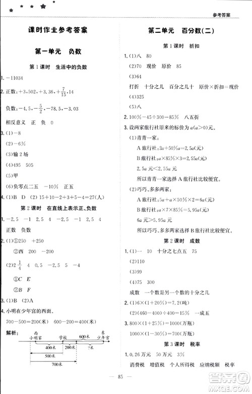 北京教育出版社2024年春1+1轻巧夺冠优化训练六年级数学下册人教版答案