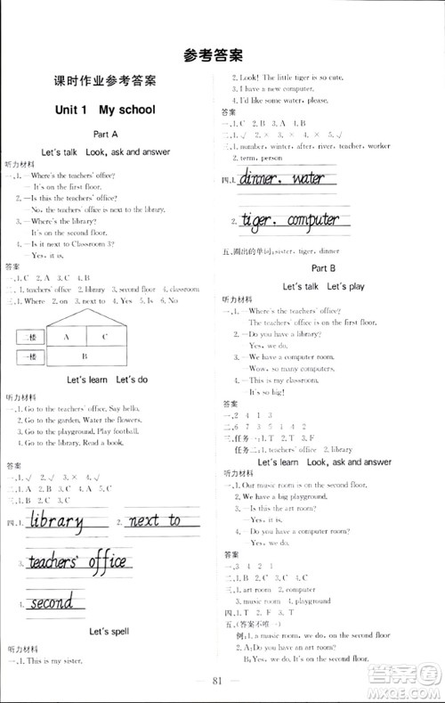 北京教育出版社2024年春1+1轻巧夺冠优化训练四年级英语下册人教版答案 北京教育出版社2024年春1+1轻巧夺冠优化训练四年级英语下册人教版答案