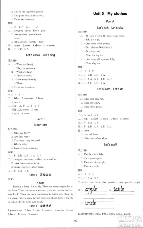 北京教育出版社2024年春1+1轻巧夺冠优化训练四年级英语下册人教版答案 北京教育出版社2024年春1+1轻巧夺冠优化训练四年级英语下册人教版答案