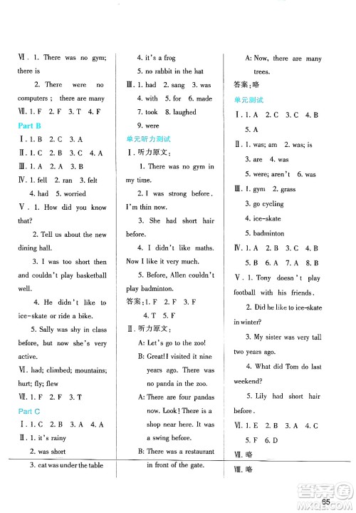 陕西人民教育出版社2024年春学习与评价六年级英语下册人教版答案