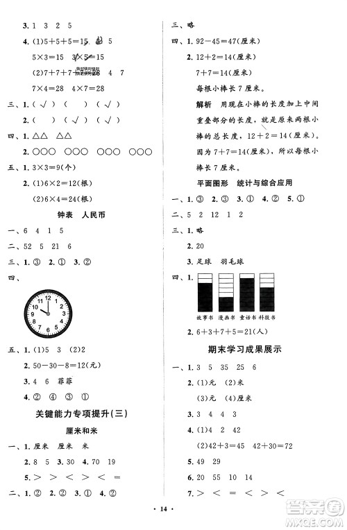 山东教育出版社2024年春小学同步练习册分层指导一年级数学下册五四制通用版参考答案 山东教育出版社2024年春小学同步练习册分层指导一年级数学下册五四制通用版参考答案