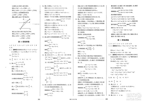 山东科学技术出版社2024年春同步练习册配套单元检测卷七年级数学下册通用版参考答案 山东科学技术出版社2024年春同步练习册配套单元检测卷七年级数学下册通用版参考答案