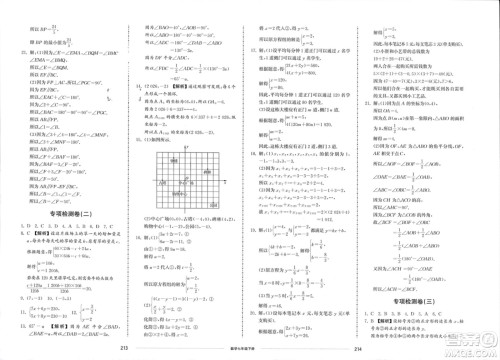 山东科学技术出版社2024年春同步练习册配套单元检测卷七年级数学下册通用版参考答案 山东科学技术出版社2024年春同步练习册配套单元检测卷七年级数学下册通用版参考答案