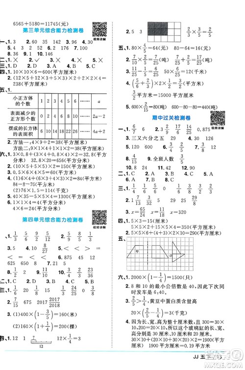 江西教育出版社2024年春阳光同学课时优化作业五年级数学下册冀教版答案 江西教育出版社2024年春阳光同学课时优化作业五年级数学下册冀教版答案