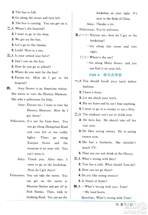 江西教育出版社2024年春阳光同学课时优化作业五年级英语下册译林版江苏专版答案 江西教育出版社2024年春阳光同学课时优化作业五年级英语下册译林版江苏专版答案