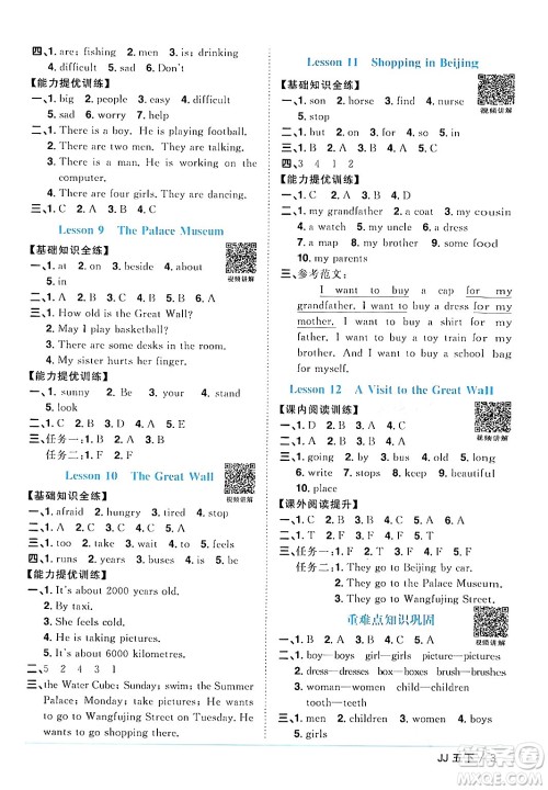 江西教育出版社2024年春阳光同学课时优化作业五年级英语下册冀教版答案 江西教育出版社2024年春阳光同学课时优化作业五年级英语下册冀教版答案