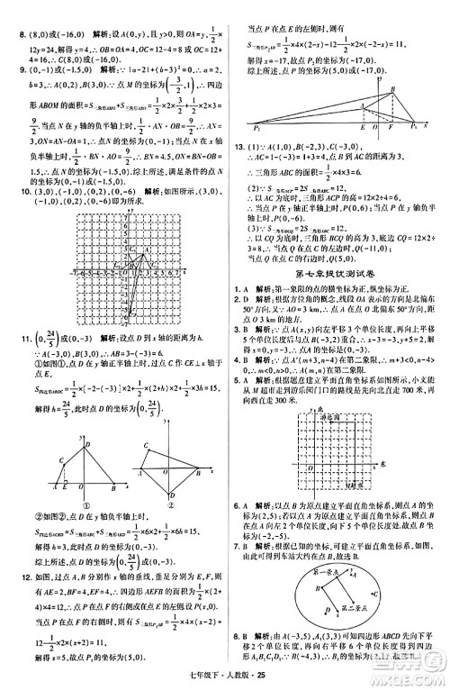 甘肃少年儿童出版社2024年春学霸题中题七年级数学下册人教版答案