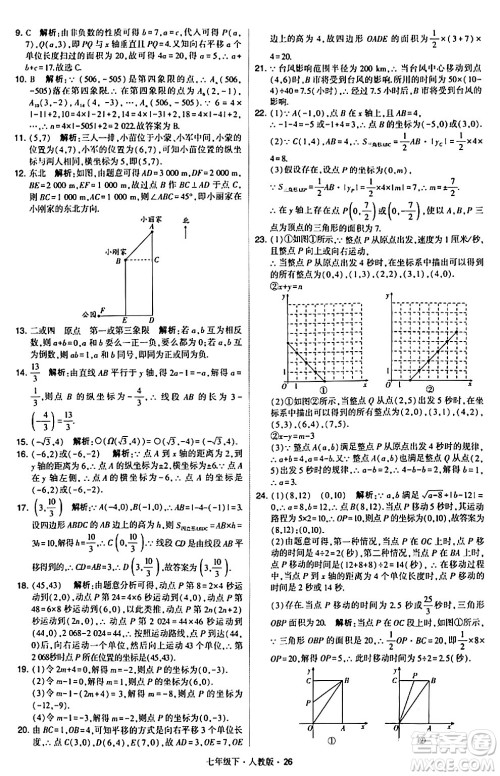 甘肃少年儿童出版社2024年春学霸题中题七年级数学下册人教版答案