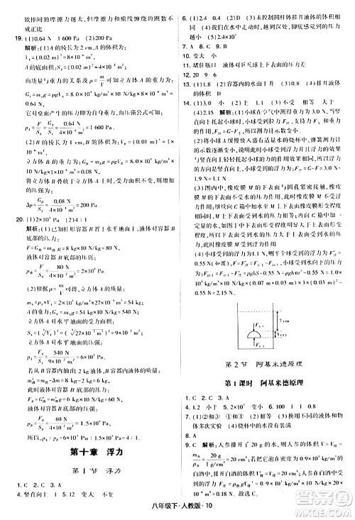 甘肃少年儿童出版社2024年春学霸题中题八年级物理下册人教版答案