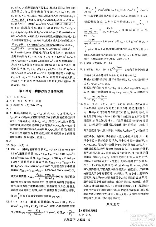 甘肃少年儿童出版社2024年春学霸题中题八年级物理下册人教版答案