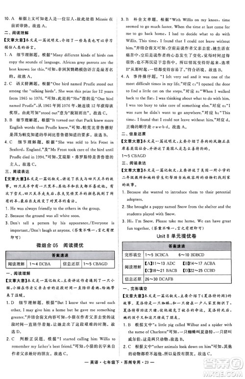 河海大学出版社2024年春经纶学典学霸组合训练七年级英语下册苏州专版答案 河海大学出版社2024年春经纶学典学霸组合训练七年级英语下册苏州专版答案