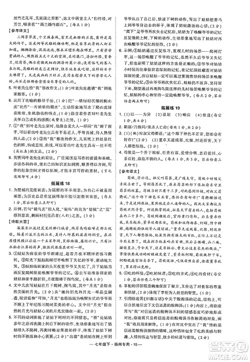 河海大学出版社2024年春经纶学典学霸组合训练七年级语文下册扬州专版答案