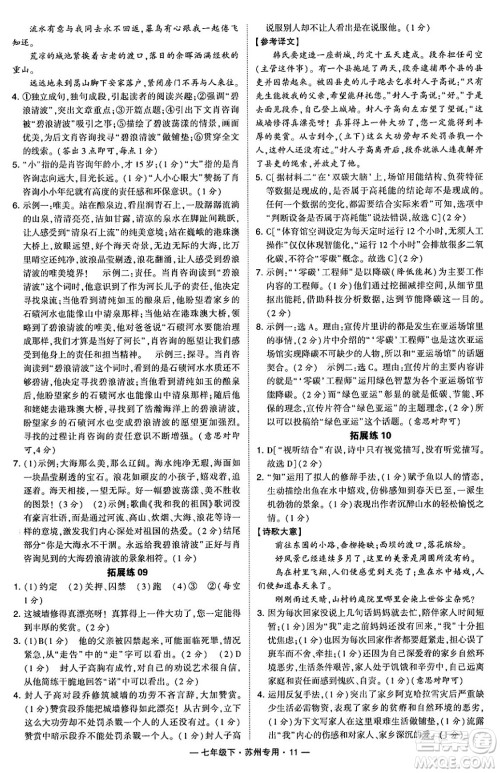 河海大学出版社2024年春经纶学典学霸组合训练七年级语文下册苏州专版答案 河海大学出版社2024年春经纶学典学霸组合训练七年级语文下册苏州专版答案