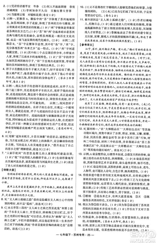 河海大学出版社2024年春经纶学典学霸组合训练七年级语文下册苏州专版答案 河海大学出版社2024年春经纶学典学霸组合训练七年级语文下册苏州专版答案